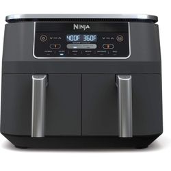 Ninja DZ201 Foodi 8 Quart 6-in-1 DualZone 2-Basket Air Fryer with 2 Independent Frying Baskets, Match Cook & Smart Finish to Roast, Broil, Dehydrate &