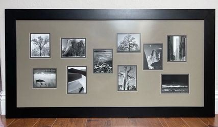 Ansel Adam's 10 Black White Photography Postcards Custom Frame Matted 44" x 23"