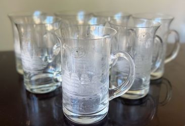 New With Tags 4 Pieces Boxed Clipper Ship By Toscany Pitcher Etched Glasses (18 oz)