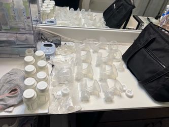 Breast pump with supplies