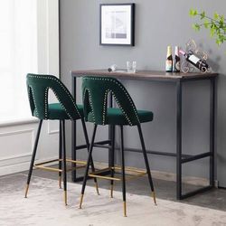 Firu 29.5'' Bar Kitchen Velvet Stool (Set of 2) 4580 