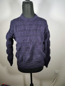 Giorgiolini Italy Wool Blend Sweater Textured Purple Blue Distressed Shrunk Flaw
