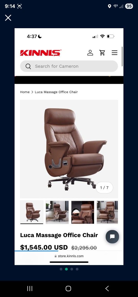 Kinnls Lucca Luxury Massage Office Chair ( Black)
