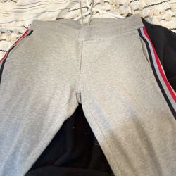 Moncler Tricolour Reflective Stripe Grey Sweatpants - LARGE