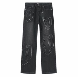 Purple Brand Black Denim Jeans with Logo Patches