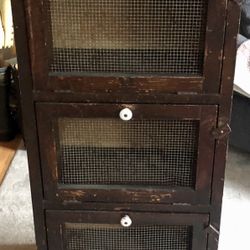 Vintage Rustic Farmhouse  Wood Potato Vegetable Storage Bin Pie Or Jelly Cabinet