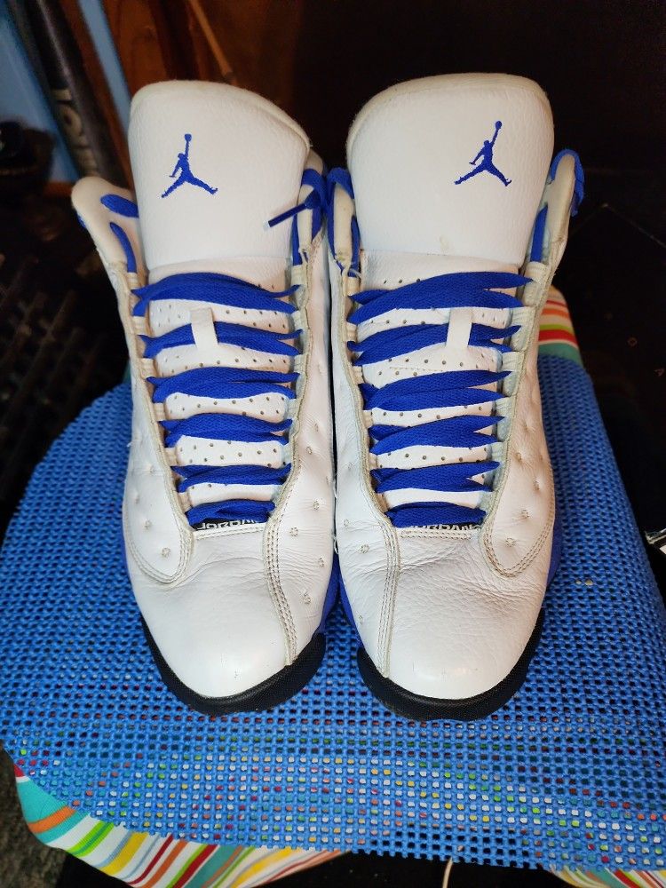 Mens Air Jordan 13s Size 12 White And Royal Blue