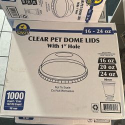 Clear Dome Lids With 1inch Hole Perfect For 16oz, 20oz, 24oz Cups. 