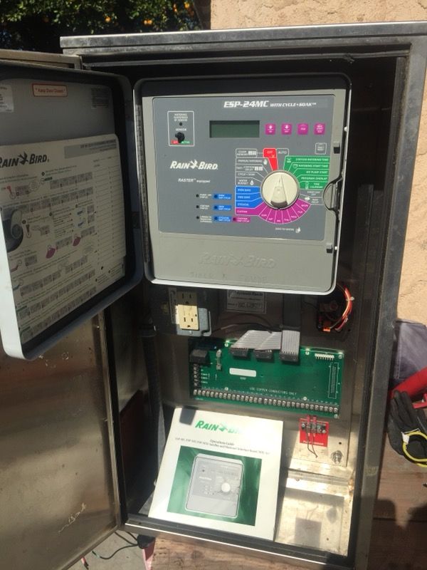 Rain Bird” ESP-24MC 24 Station Commercial Sprinkler Controller w/Metal Outdoor Cabinet.