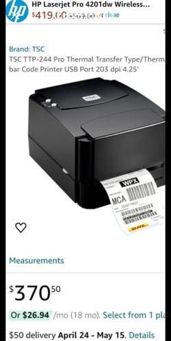 Like New,opened box, never used TSC label Printer. A RIBBON IS INCLUDED