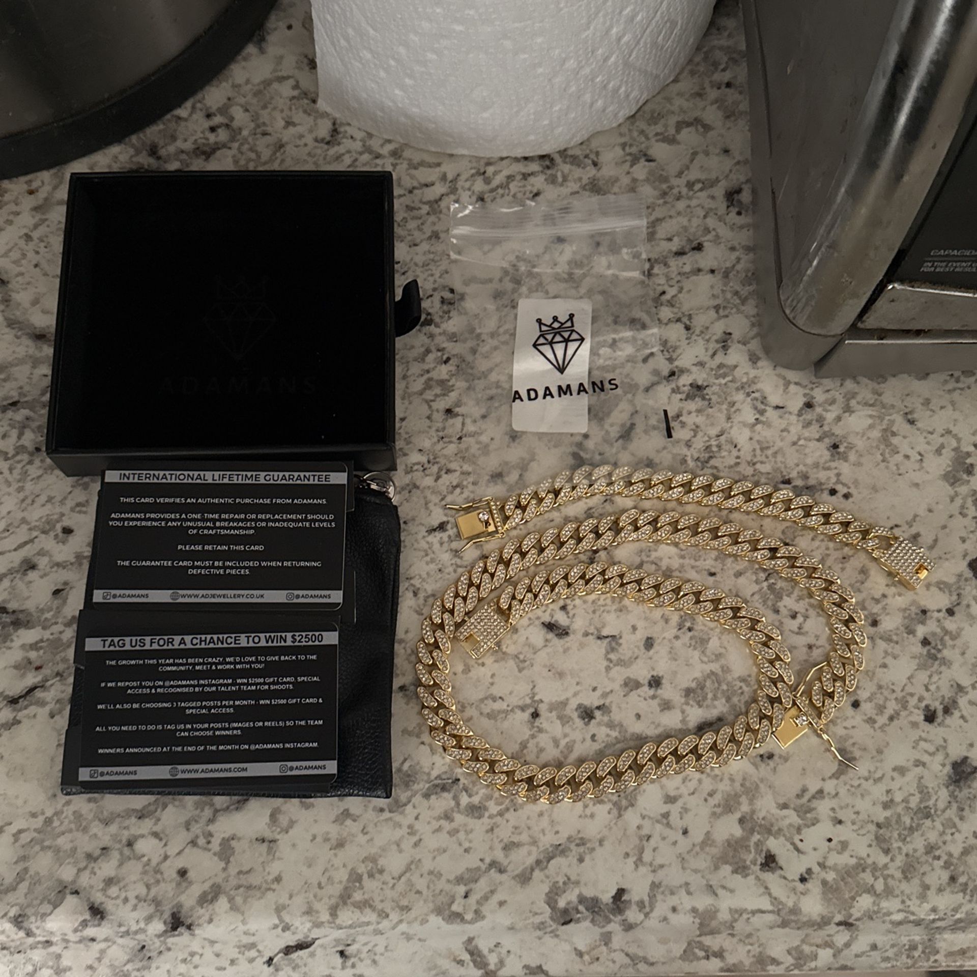 Adamant 18karot Gold Played Cuban Chain And Bracelet