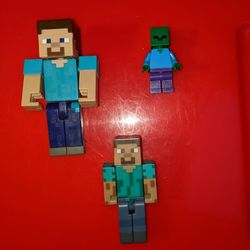 Minecraft Action figures lot Lego Zombie Microfigure Jazwares Steve Mojang Steve