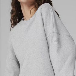 Alo Yoga Renown Heavy Weight Crew Neck Pullover XXS Athletic Heather Grey