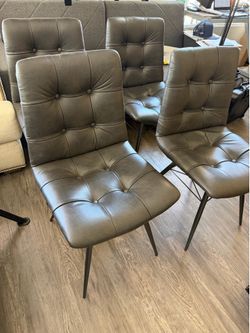 4 Accent leather dining chairs