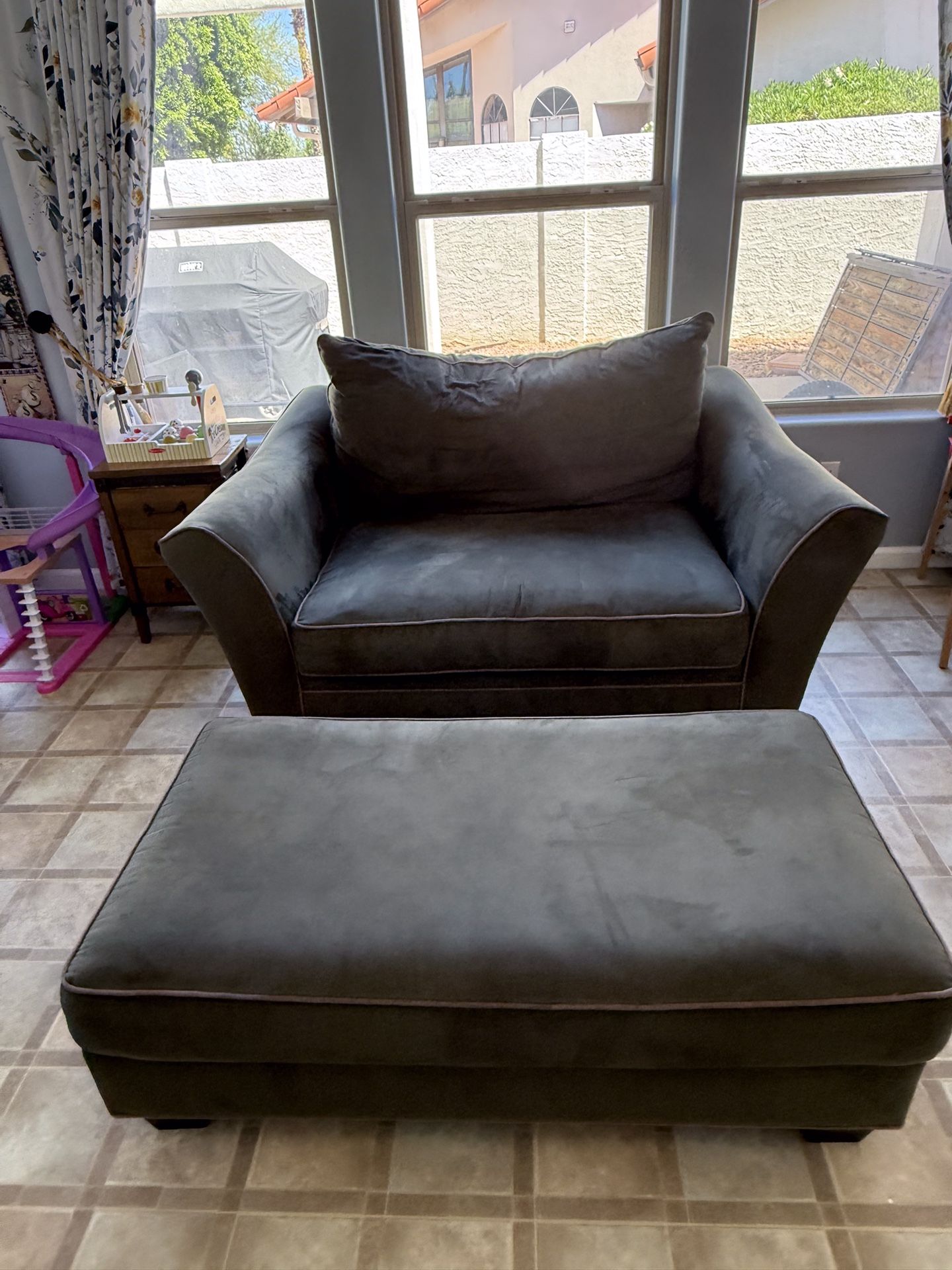 Chenille Oversized Chair & Ottoman
