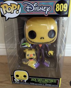 Funko Pop! Jumbo 10": Disney - Jack Skellington/Zero (Jumbo) (Black Light) #809