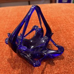 Murano-Style Cobalt Glass Basket