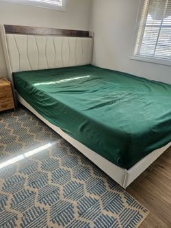 Upholstered Queen Bed Frame and mattress