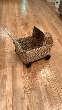 Rattan doll stroller