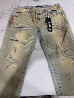 Purple Brand Distressed Jeans with Paint Splatter