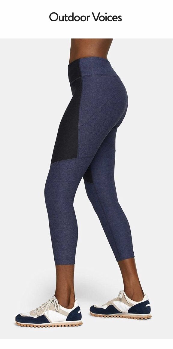 Outdoor Voices 3/4 Two Tone Leggings Black Navy Blue Size XS