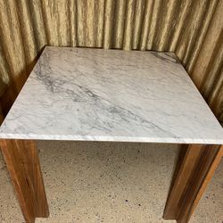 Marble/Walnut Dining Table 3ft x 3ft (like-new)