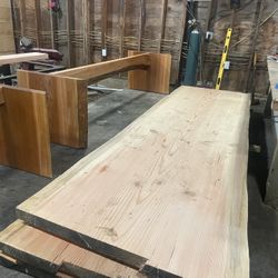 Massive Douglas Fir Live Edge Dining Table. Custom Built