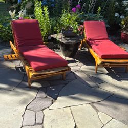 Beautiful Top Grain Teak Reclining Loungers