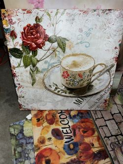 Yosemite Home Decor Wall Art - Tea Pot And Flowers 