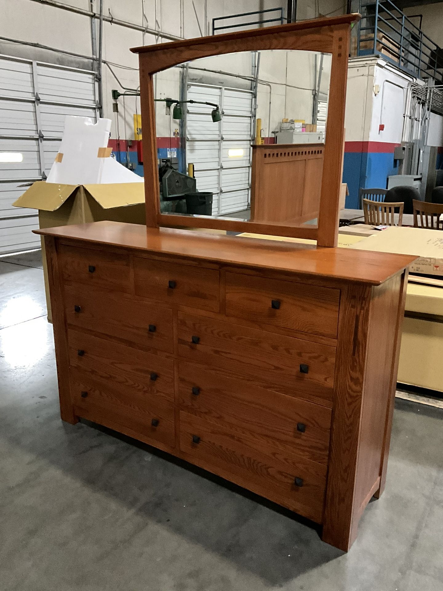 Solid US Red Oak Dresser And Mirror