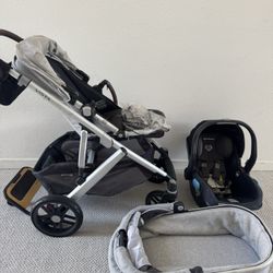 Uppa vista Stroller, Uppa Carseat Mesa, Bassinet and Piggyback Set