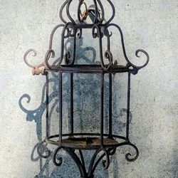 Vintage Wrought Iron Pillar Candle Lantern