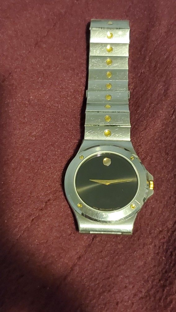 Movado Museum Stainless Steel 34mm Swiss Quartz Watch Black Dial. New Japanese Battery Good Working.
