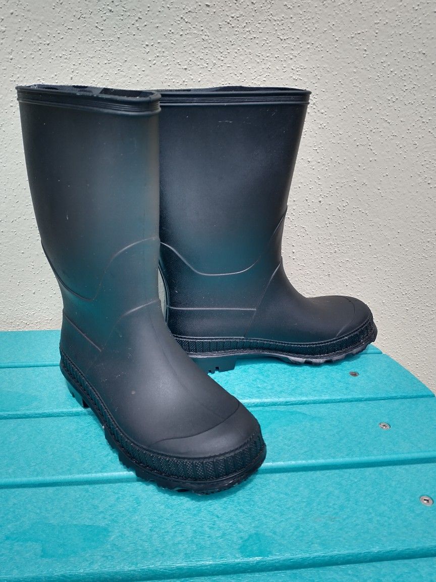 Boys Black Rain Boots Size 1
