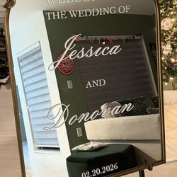 ✨ Ornate Gold Wedding Welcome Mirror + Easel ✨