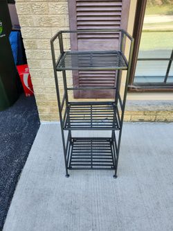 3-Tier Folding Metal Storage Shelf / Rack – Black