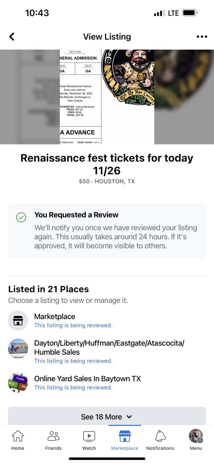 Ren Fest Tickets For Today 11/26