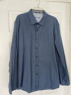 Tasso Elba Blue Geometric Button-Down Shirt