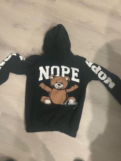 Black Nope hoodie with brown teddy‎ bear