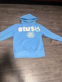 Stüssy Blue Hoodie with Black Eight-Ball Graphic
