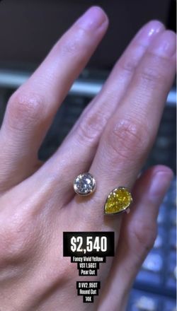 14K 1.56CT VS1 Fancy Vivid Yellow Pear Cut