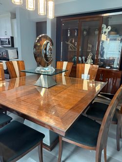 Dining room table and cabinet