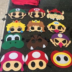 12 PCS Game Themed Felt Masks Role Play Bros Kids Party Favors,Game Themed Party Supplies Dress Up Masks Birthday Cosplay Mask Cartoon Character Cospl