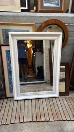 Wood white mirror