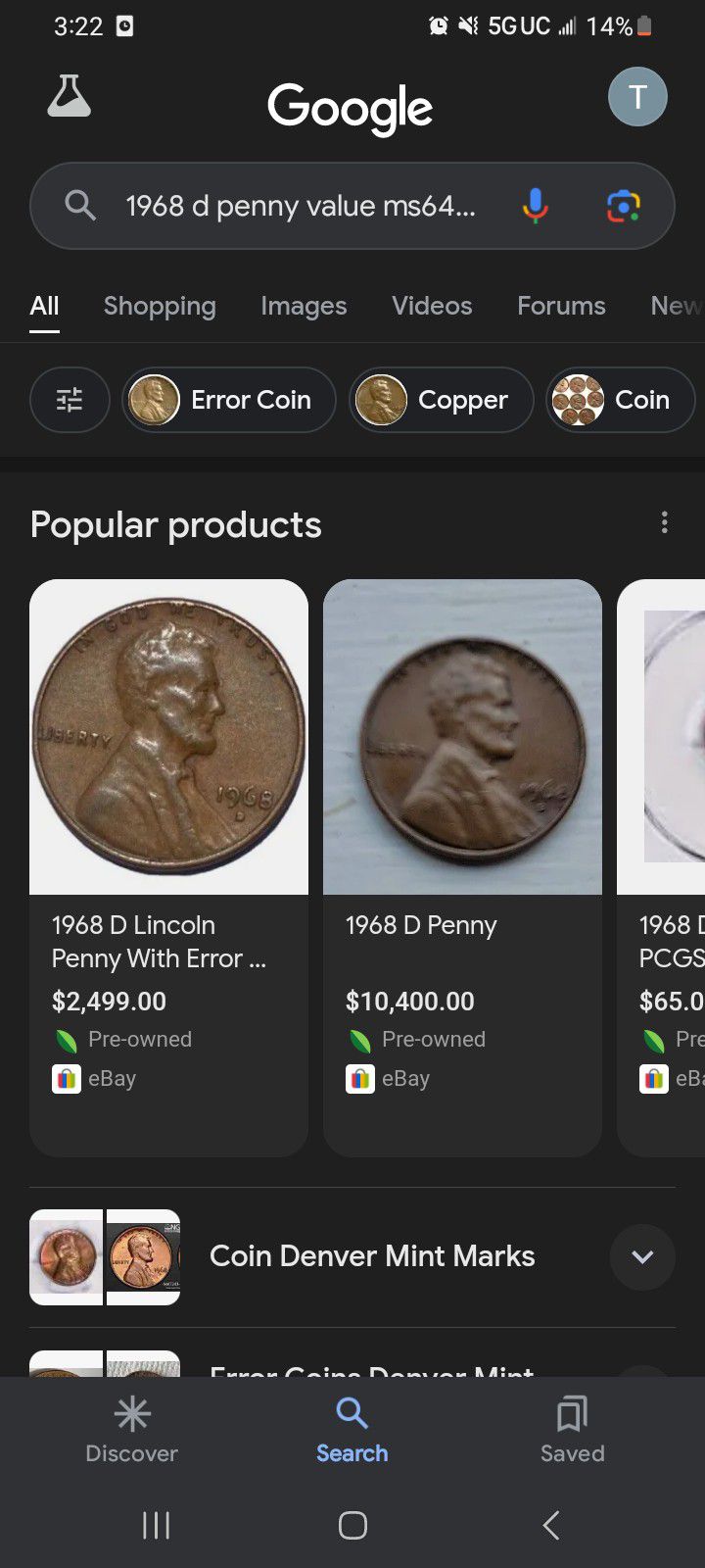 1968 D Penny