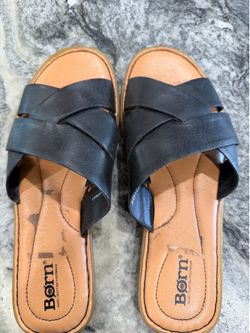 Born black leather sandals