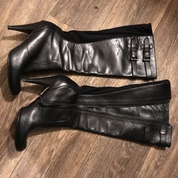 Cole Haan Nike Air Jalisa Black Leather Heeled Boots