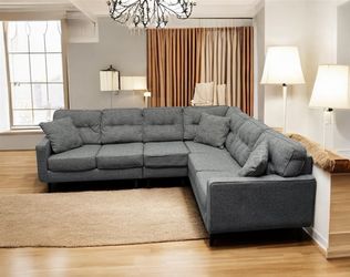 Mid-century modern Ashley Charcoal Gray L-Shaped 3-piece Sectional Couch. 108" x 88". We Deliver & set up.