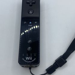 Nintendo BLACK Wii Controller Authentic Wii Remote W/ LANYARD-TESTED- Wii U Oem 
