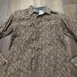 Men’s Western Snap Button Long Sleeve Shirt Size Medium Moon Shine Boot Barn #22